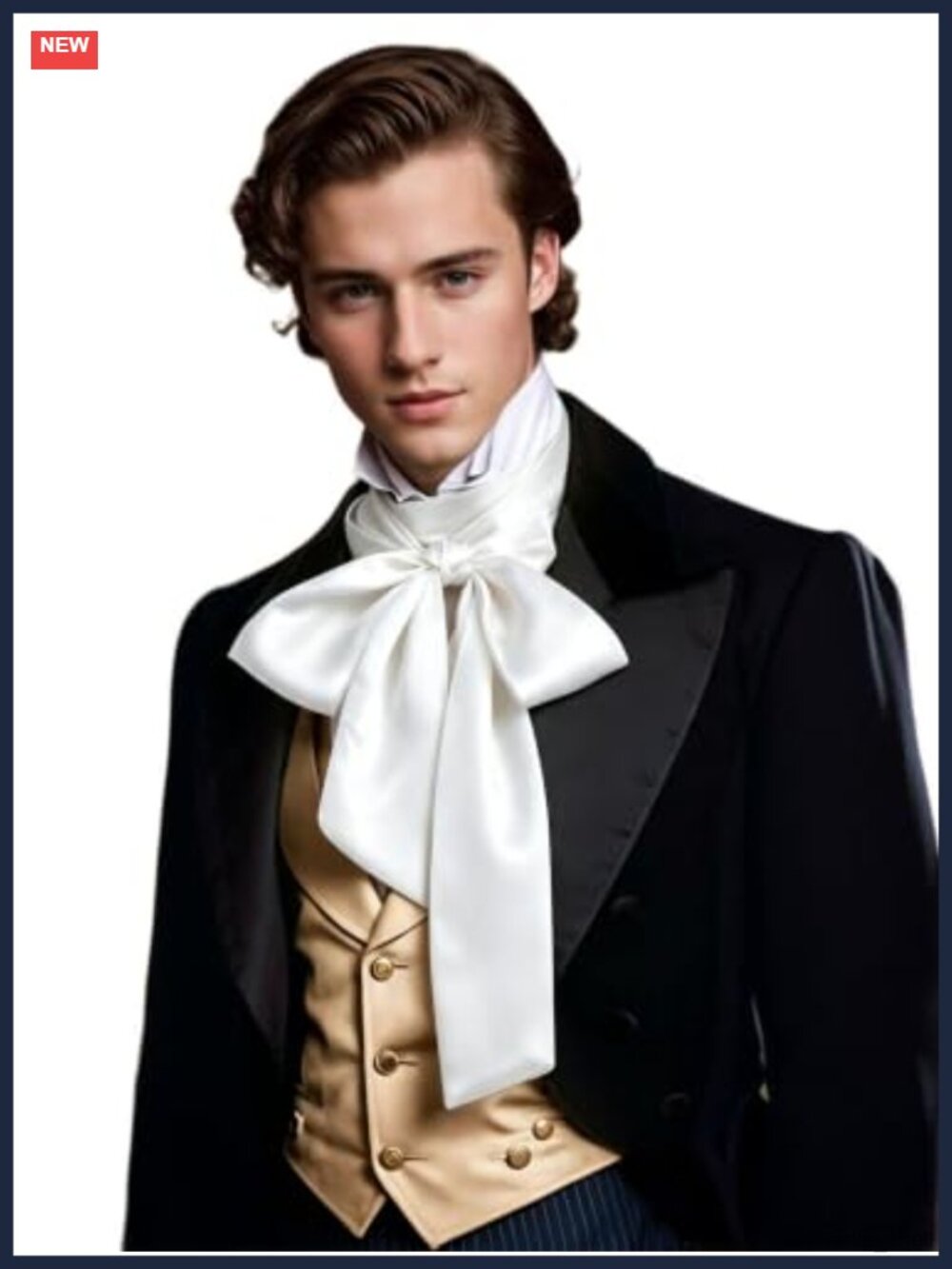 Mens Pre-Tied Cravat Jabot Neck Scarf Victorian Renaissance Costume Collar